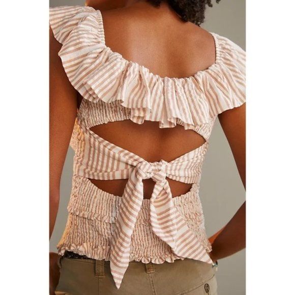 Striped Ruffle Sleeveless Top - Picture 4 of 6